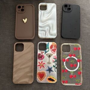 Stylish Phone Case Set - Brown, White, Black, Multicolor